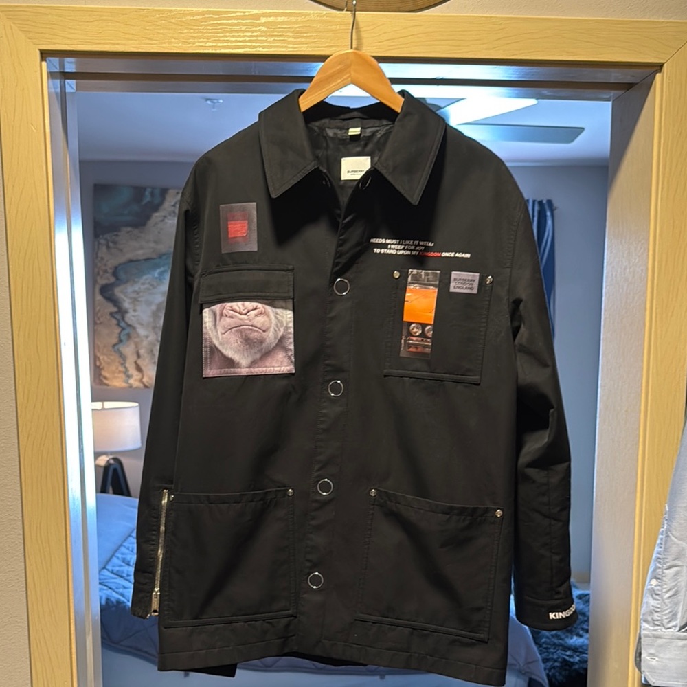 Black Men's Jacket with Graphic Patches